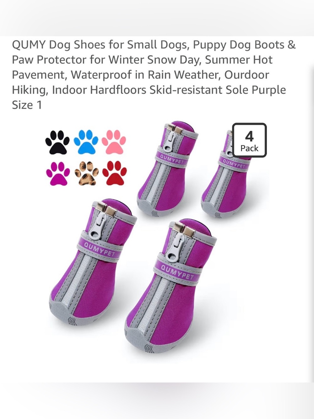NWOT Dog Boots for Small Dogs - 4 Pack
